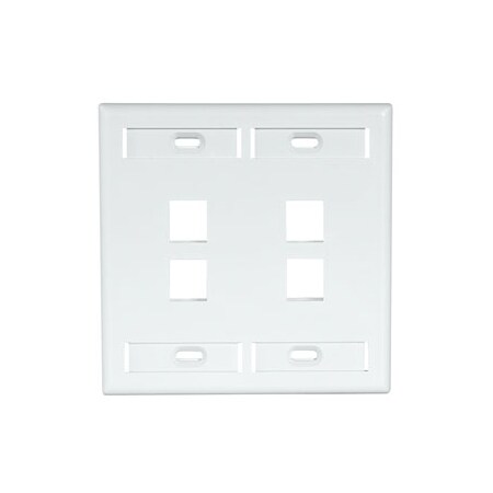 Leviton 4-Port Flush Mount Unloaded, 2Gang W/Des Window Quickport 204800